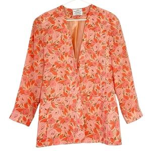 Vintage 80s Pendleton Blazer Womens Size 8 Medium Floral Orange Coral Like New